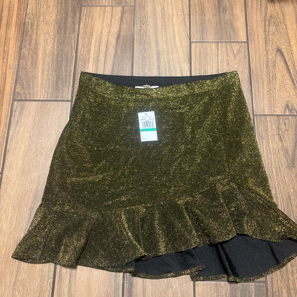 MICHAEL KORS Elegant Gold Ruffle Skirt